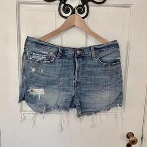 Levi’s Ultra distressed cut off shorts